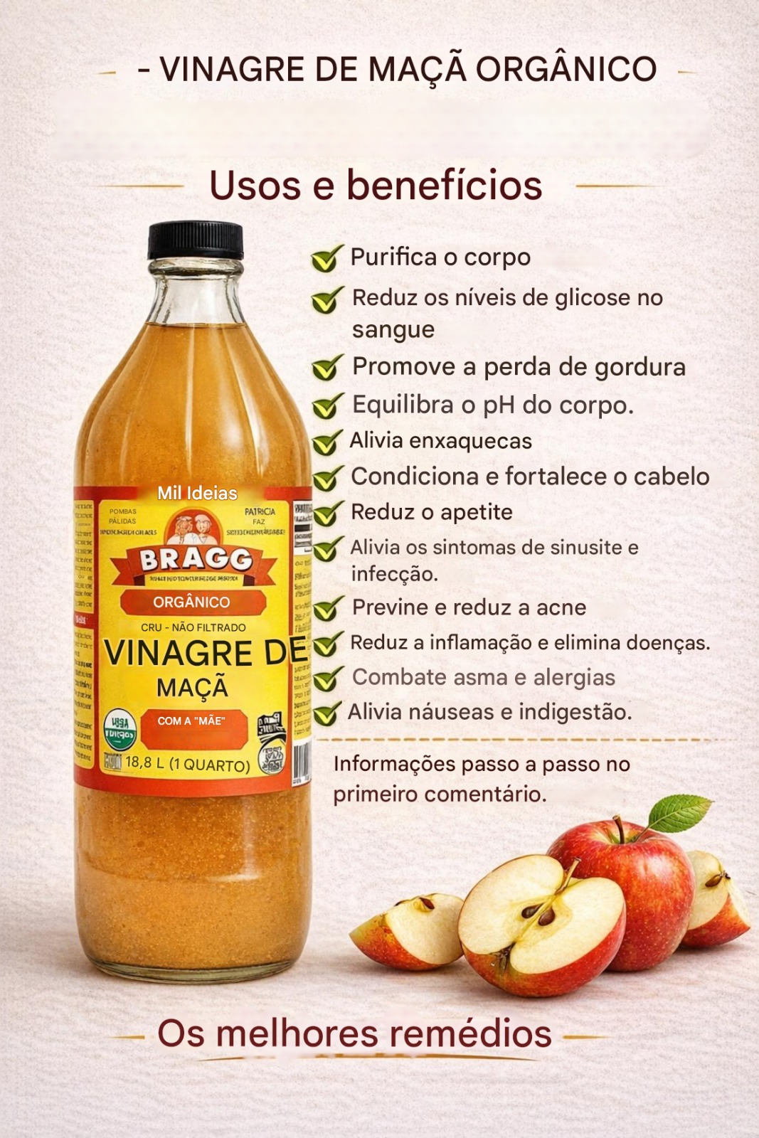 Para que serve o vinagre de maçã: usos reais, como tomar e como aplicar.