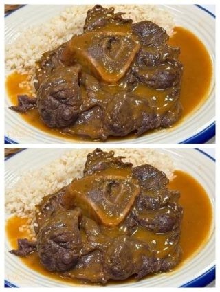 Osobuco de ternera en salsa de vino y verduras