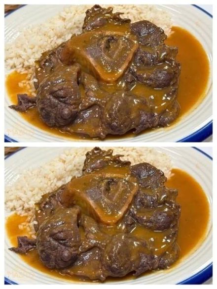 Osobuco de ternera en salsa de vino y verduras