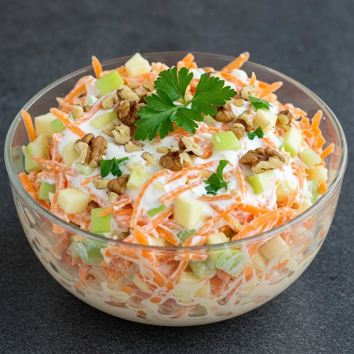 Salada de cenoura com iogurte: frescor e sabor em cada mordida.