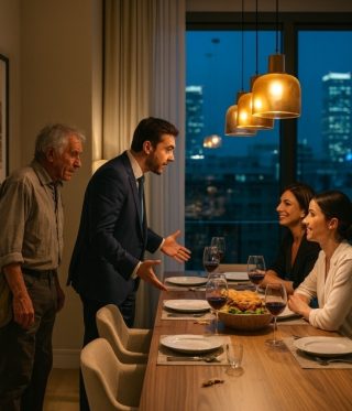 Meu filho comprou uma casa de um milhão de dólares e convidou os pais da esposa para morarem com eles. Uma noite, quando fui jantar lá, ele gritou: “Por que você não nos contou, pai?”