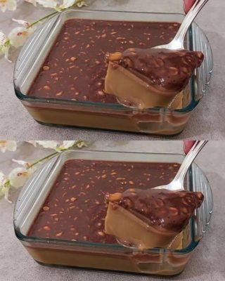 Sobremesa cremosa de café e chocolate com amendoim