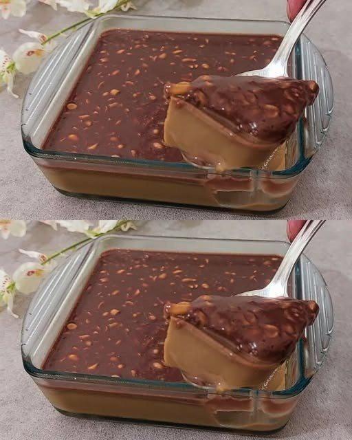 Sobremesa cremosa de café e chocolate com amendoim