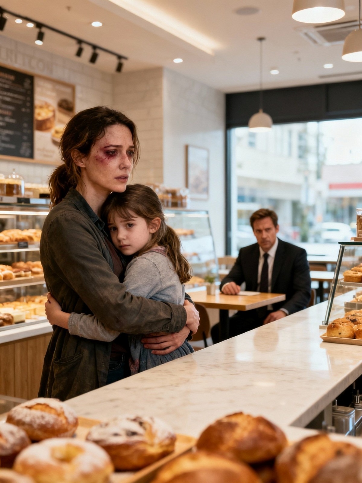“Você tem algum pão sobrando para minha filha?” O dono a expulsou, mas um milionário viu tudo. O que aconteceu naquela calçada mudou três vidas para sempre.