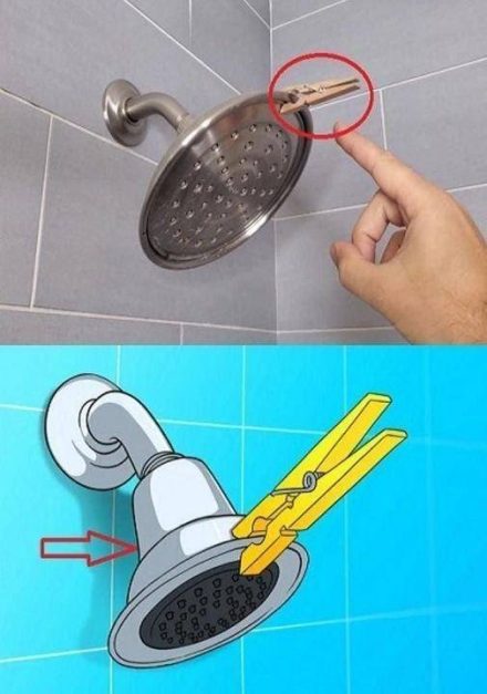 Por que pendurar um prendedor de roupa no chuveiro? Depois que você aprende, sempre vai fazer isso.