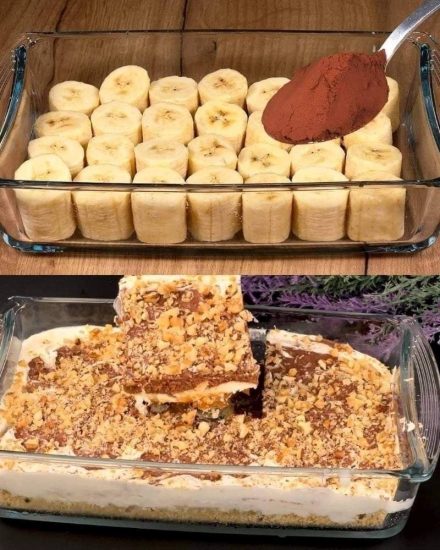 Bolo de biscoito com gotas de chocolate e banana