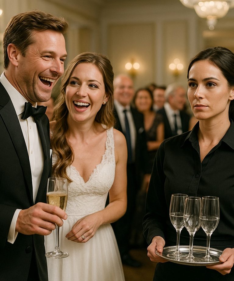 En mi fiesta de reboda, me reí a carcajadas cuando vi a mi exesposa trabajando de camarera, pero media hora después, su verdadera identidad dejó a todo el salón en silencio.