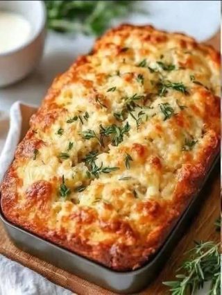 Cazuela de Pan de Ajo con Queso Mediterráneo