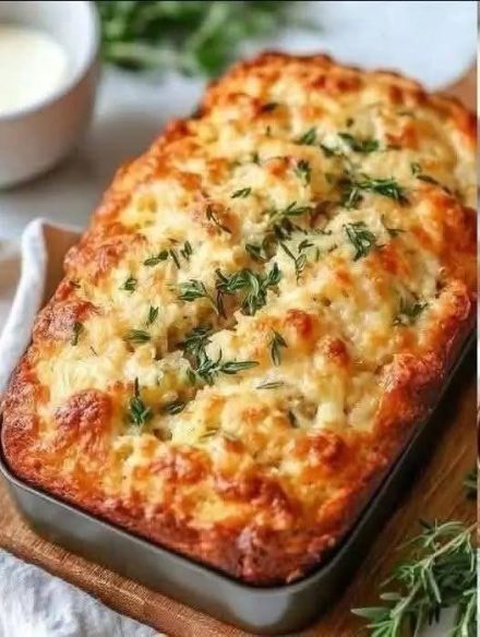 Cazuela de Pan de Ajo con Queso Mediterráneo