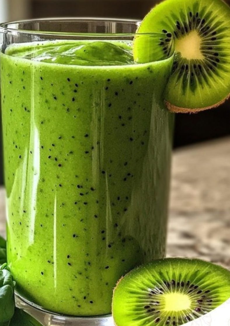 Smoothie de espinafre com banana e kiwi