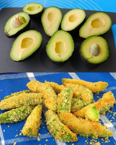 Patatina frita ao forno com abacate