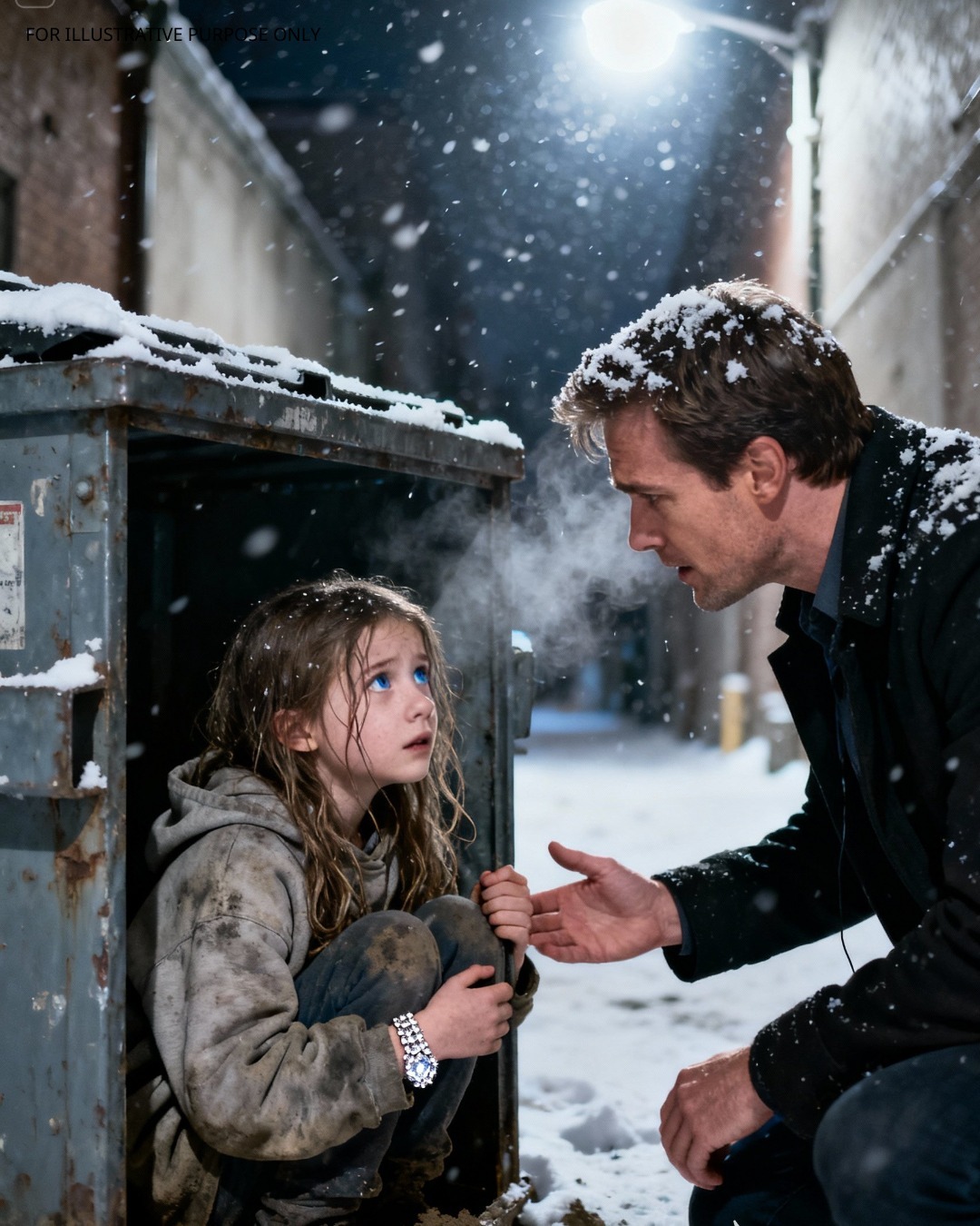 Encontré a una niña escondida en mi contenedor de basura con una pulsera de diamantes en la muñeca y me di cuenta de que era la niña que toda la ciudad había estado buscando.