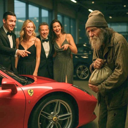 Viejo hambriento, ¡te doy mi Ferrari si logras encenderla! —gritó Julián Arce entre carcajadas, señalando con burla frente a todo