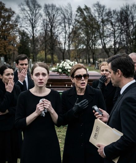 Meu pai ainda nem tinha sido enterrado quando minha madrasta chocou a todos ao anunciar que eu não era filha dele. O clima ficou tenso. Ela parecia quase satisfeita, até que o advogado se levantou lentamente. “Seu pai deixou instruções claras”, disse ele. “Um teste de DNA. Uma carta. E uma gravação que revela a verdade sobre a criança que não é dele.” Naquele instante, seu sorriso confiante desapareceu e seu rosto ficou branco como um fantasma.