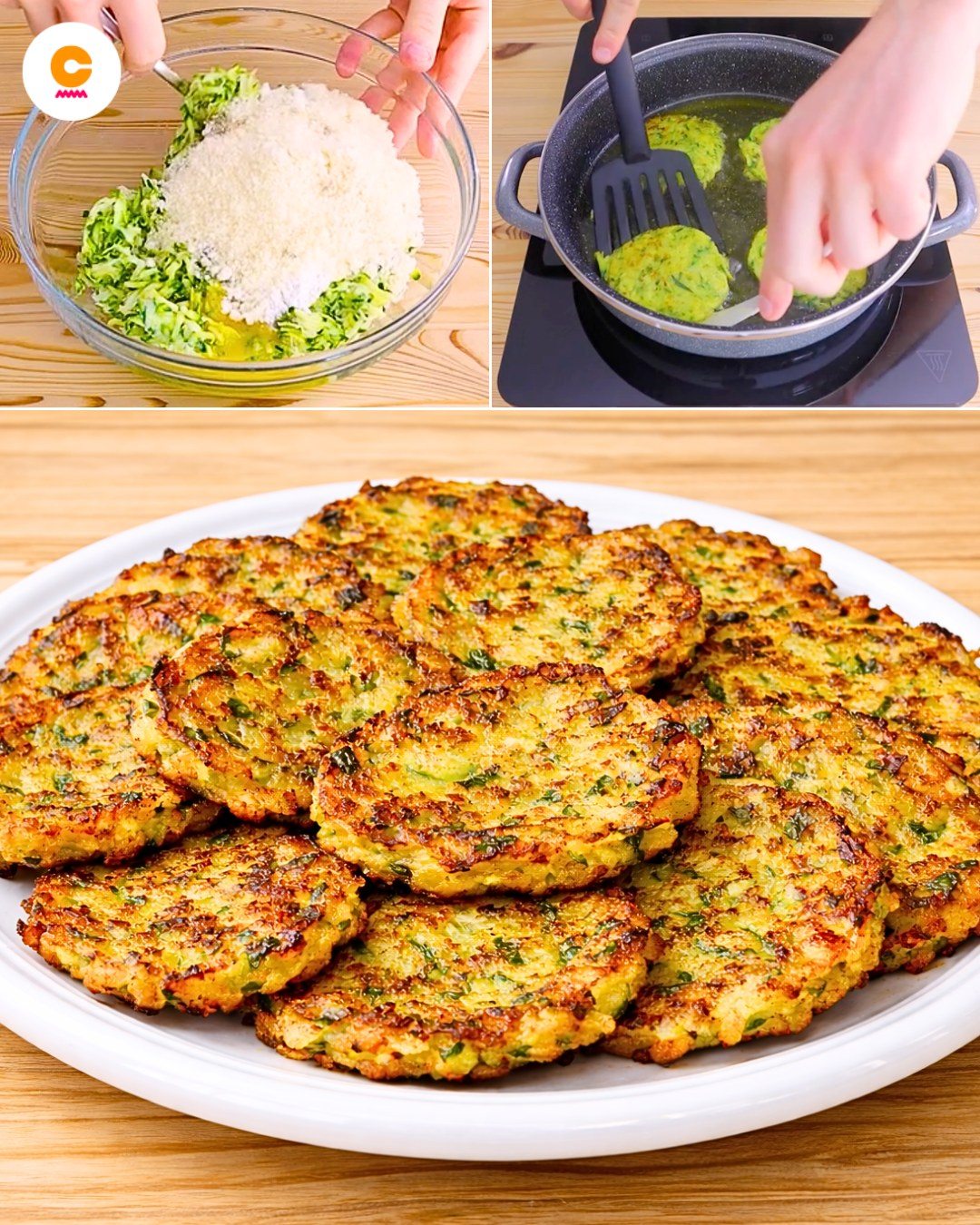 La mejor receta de buñuelos de calabacín: crujientes, fáciles y con queso read more on: https://www.cookist.com/best-zucchini-fritters-recipe-crispy-easy-and-cheesy/p3/ https://www.cookist.com/