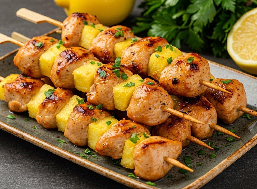 ¡Brochetas de Pollo y Piña: una explosión de sabor tropical en cada bocado!