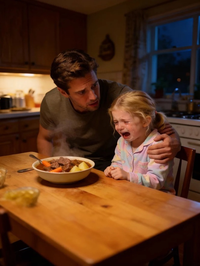 Mi hermana se fue de viaje de negocios, así que me quedé a cargo de mi sobrina de 5 años durante unos días, y todo parecía normal, hasta la hora de cenar. Preparé estofado de carne.