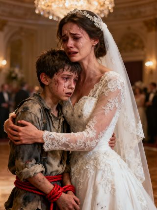 Mientras pedía comida en una boda lujosa, un niño se quedó paralizado al reconocer a la novia como su madre perdida desde hacía mucho tiempo. La decisión del novio hizo llorar a todos los invitados.