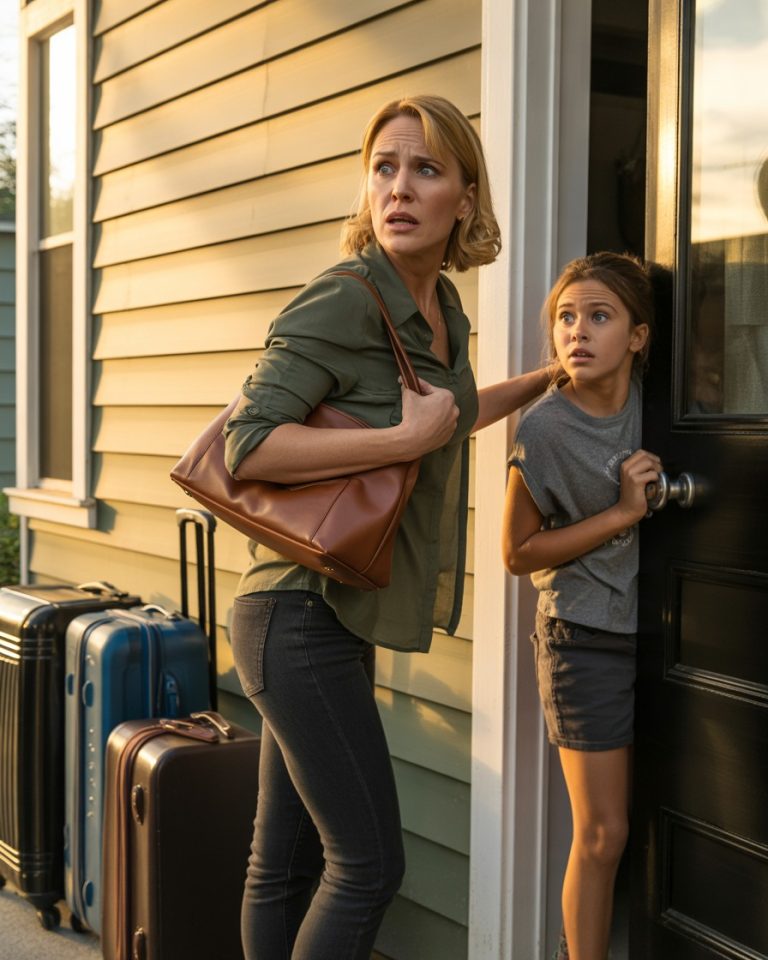 “Meu marido tinha acabado de sair em uma viagem de negócios quando minha filha de seis anos sussurrou: ‘Mamãe… temos que correr. Agora.’ Eu perguntei: ‘O quê? Por quê?’ Ela estava tremendo quando disse: ‘Não temos tempo. Temos que sair de casa agora mesmo.’ Peguei nossas malas e fui em direção à porta… e foi aí que aconteceu.”