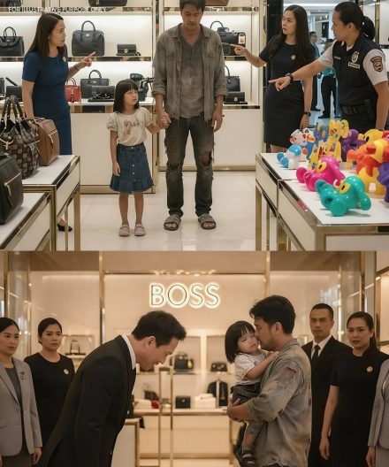 Um pai entrou numa área comercial movimentada e, ao chegar a uma loja de bolsas de luxo, foi recebido com risos e expulso.