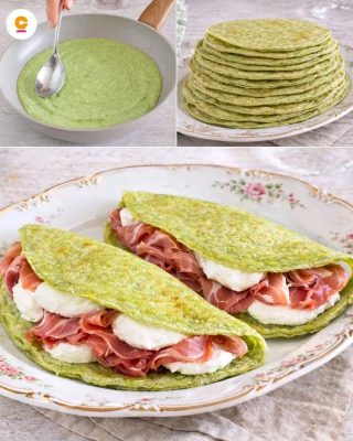 Piadina de brócoli y calabaza con queso