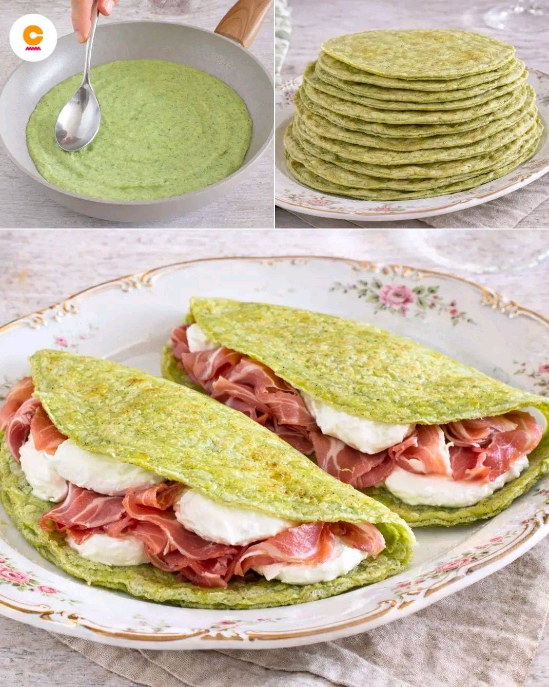 Piadina de brócoli y calabaza con queso