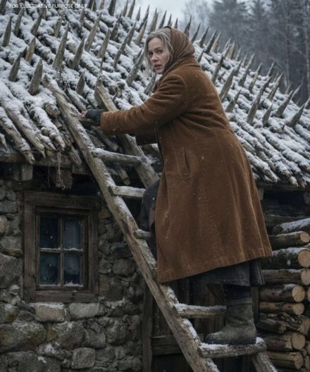 Una anciana pasó todo el verano y el otoño clavando estacas de madera afiladas en el tejado. Sus vecinos pensaban que estaba loca… hasta que por fin llegó el invierno.