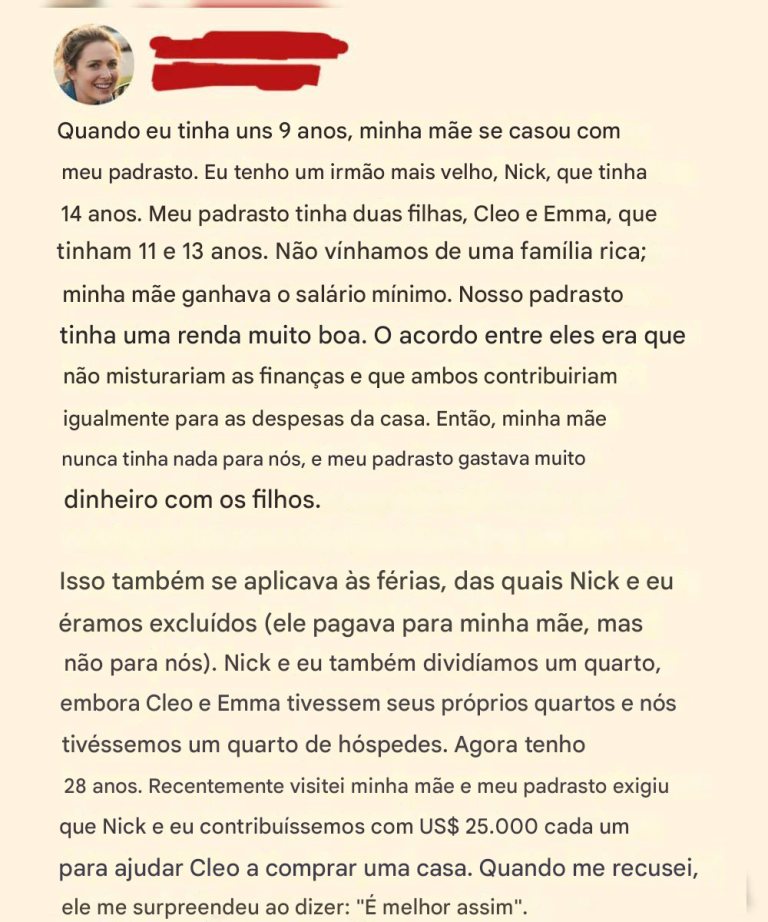 Mi padrastro exigió que yo pagara la nueva casa de su hija, pero lo que no sabía era que mi madre llevaba 19 años ocultando un secreto que lo cambiaría todo.