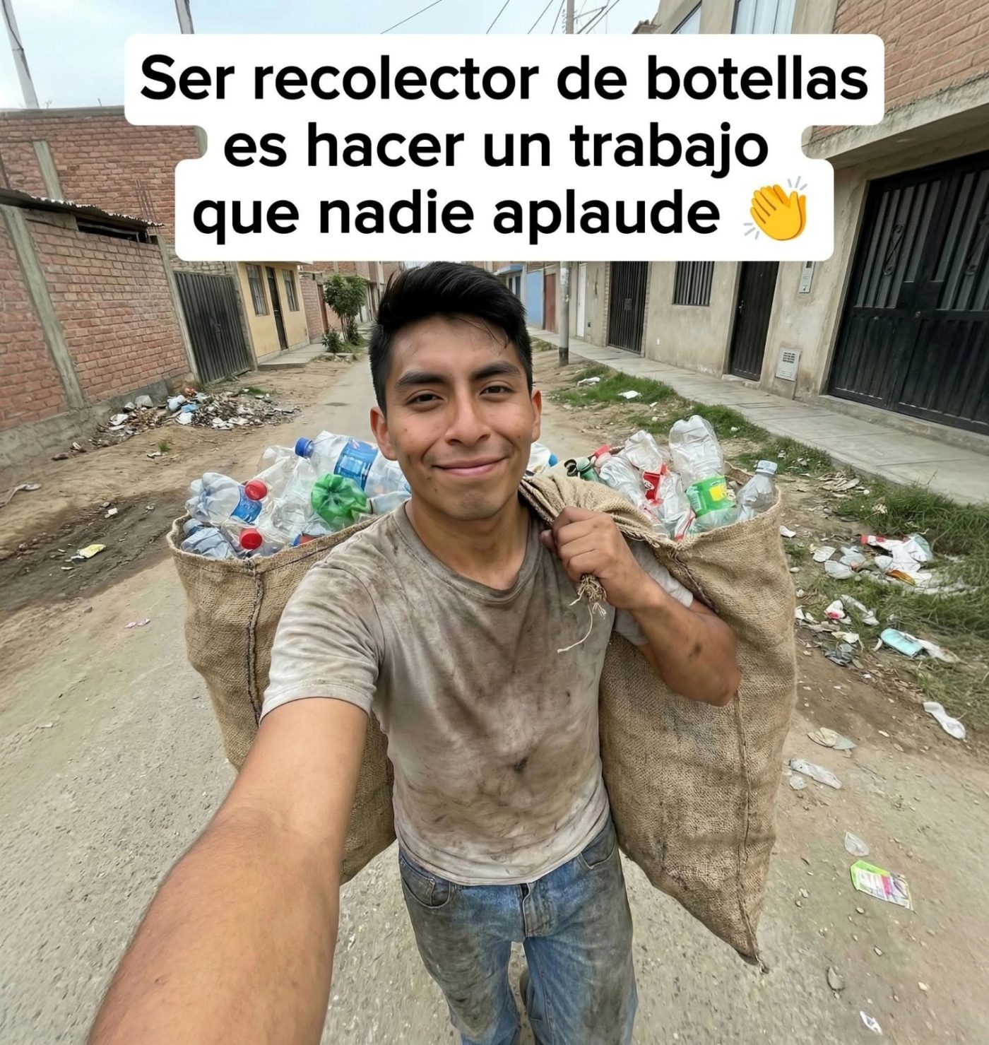 Recolha garrafas, mas caminhe de cabeça erguida.♻️🤍