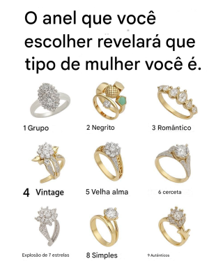 O anel que você escolher revelará que tipo de mulher você é.