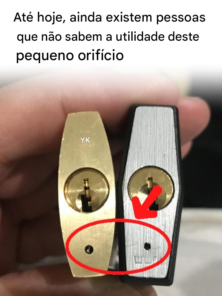 Para que serve aquele pequeno orifício na parte inferior de um cadeado?