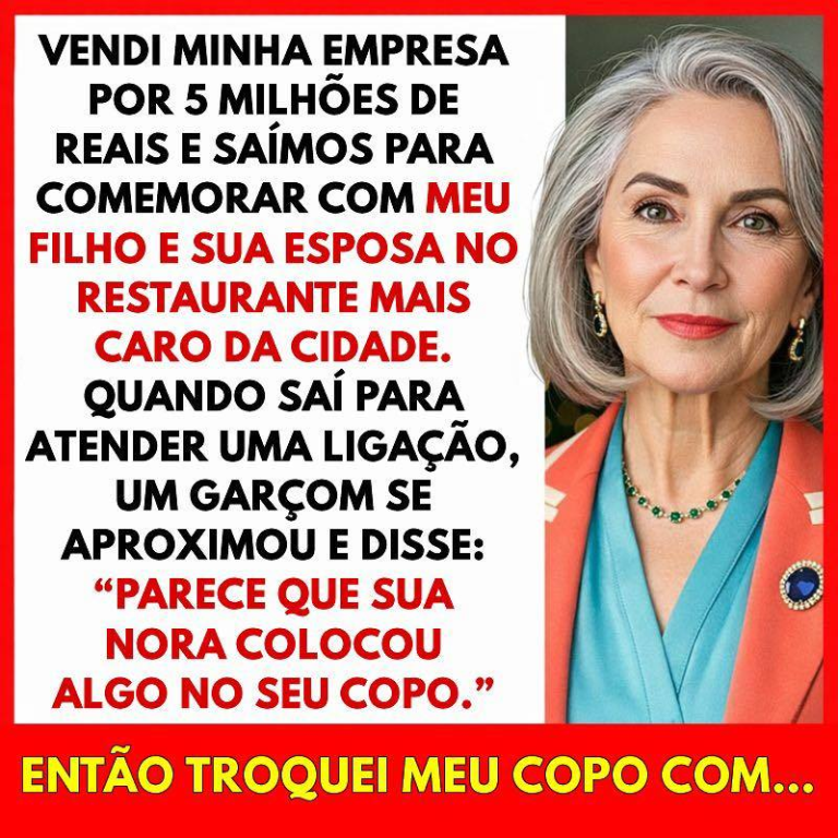 Minha nora colocou algo no meu copo, então troquei minha bebida pela do pai dela. Vinte minutos depois…