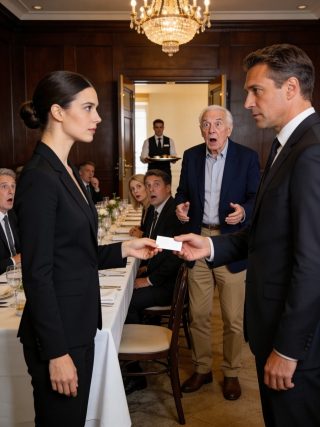 Durante cinco años, mi padre le dijo a la familia que yo era camarera y una decepción. En su 60 cumpleaños, me presentó como “la que no terminó la universidad”. Sonreí, no dije nada y le di mi tarjeta de presentación. La miró, me miró a mí, y el vaso se le cayó de la mano. Entonces mi chófer abrió la puerta.