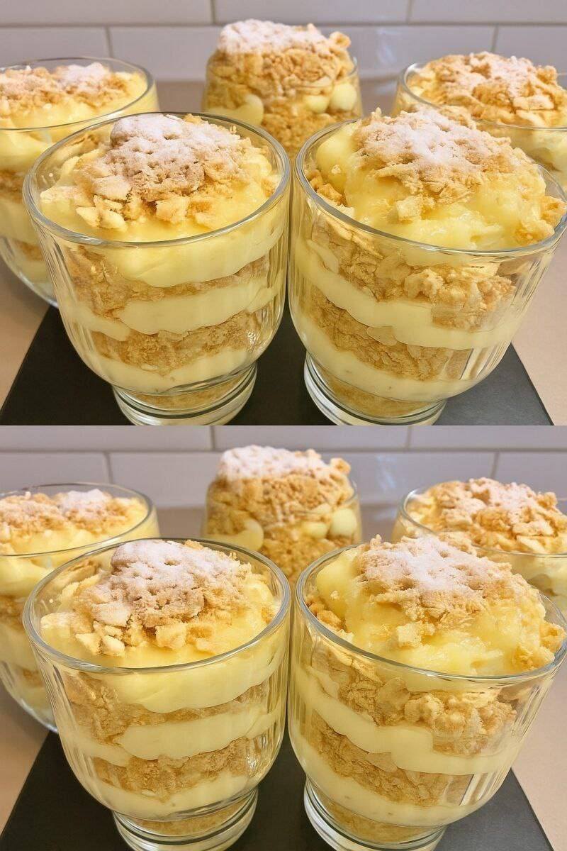Cuando me da pereza, siempre preparo este postre. “Napoleón en vaso”: te chuparás los dedos. Se come en 2 minutos. Puedes encontrar la receta en los comentarios. Se la envié a quienes me dieron las gracias.