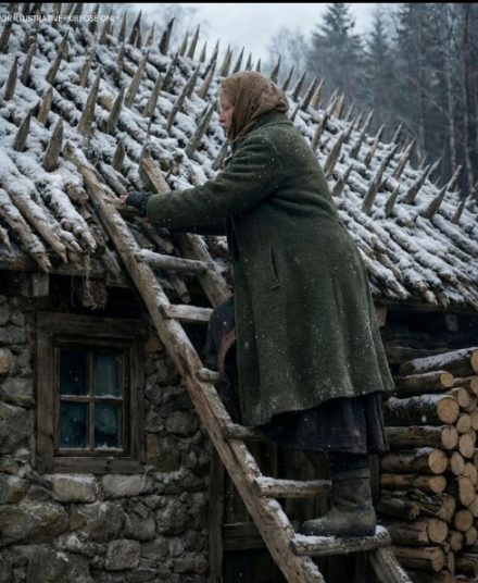 Una anciana pasó todo el verano y el otoño clavando estacas afiladas en su tejado. Sus vecinos estaban convencidos de que se había vuelto loca… hasta que por fin llegó el invierno.