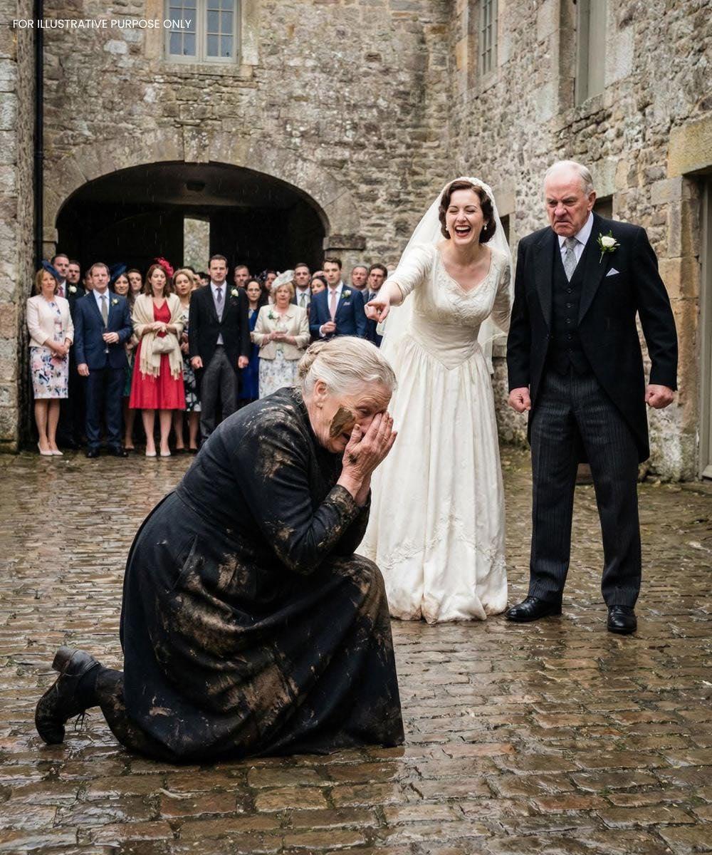 En la boda de mi hijo, me quedé paralizado mientras empujaban a mi esposa al barro. Antes de que pudiera moverme, mi nuera se rió y dijo con desprecio: «No finjas que esto es otra cosa que robar la atención».