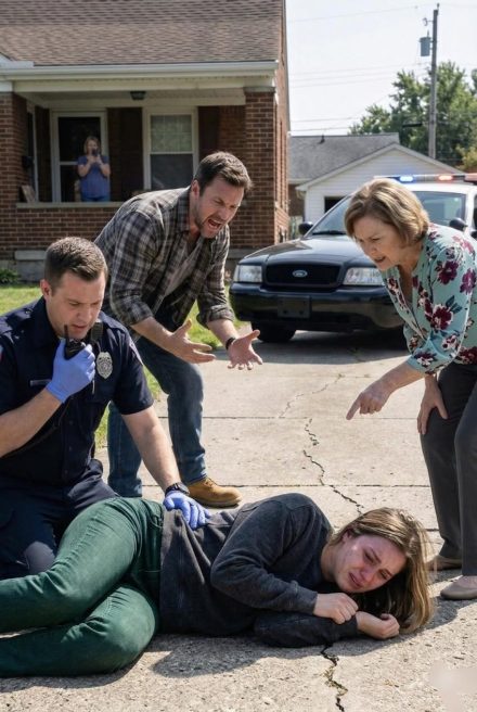 “Levanta, para de fingir…” meu marido gritou enquanto eu jazia paralisada na entrada da garagem. A mãe dele me acusou de arruinar o aniversário dele e de querer chamar atenção. Mas quando a paramédica examinou minhas pernas, ela imediatamente chamou reforço policial.
